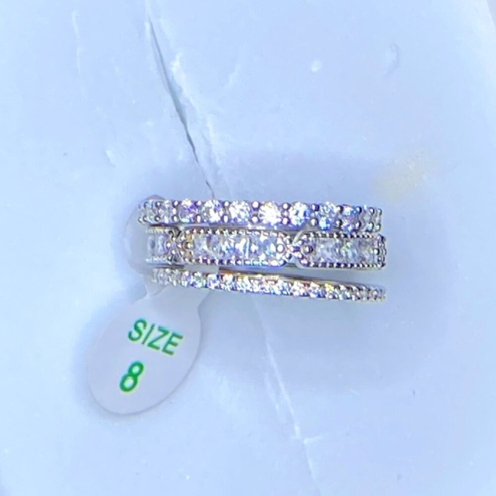 925 Solid Sterling Silver Farmhouse 3 Band Set Size 8 - Picture 3 of 5